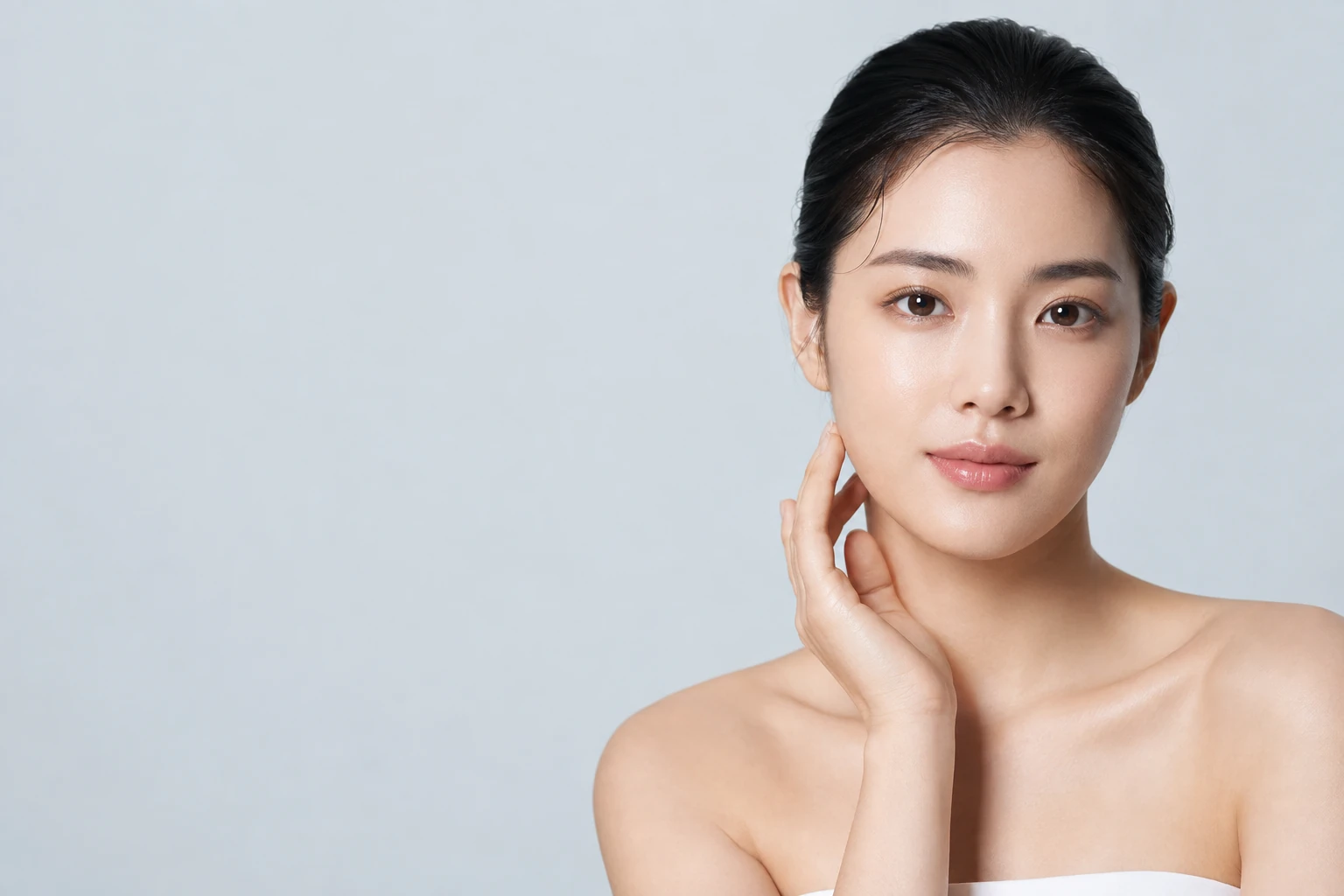 Beauty campaign portrait with natural skin texture